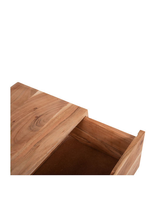 Bedside Table Alicia Wooden with Metal Legs Beige 45x35x56cm