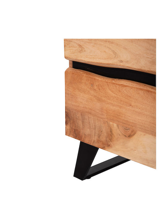Bedside Table Alicia Wooden with Metal Legs Beige 45x35x56cm