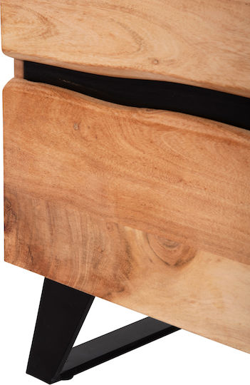 Bedside Table Alicia Wooden with Metal Legs Beige 45x35x56cm