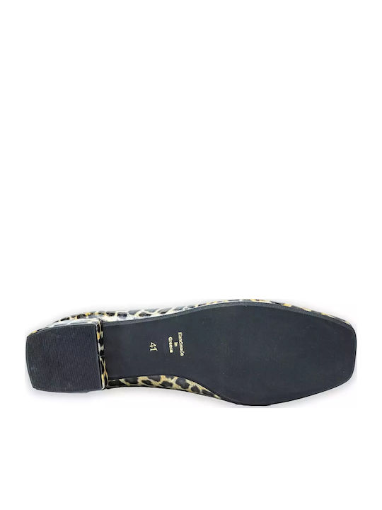 Pointy Leopard Ballerinas With strap Multicolour