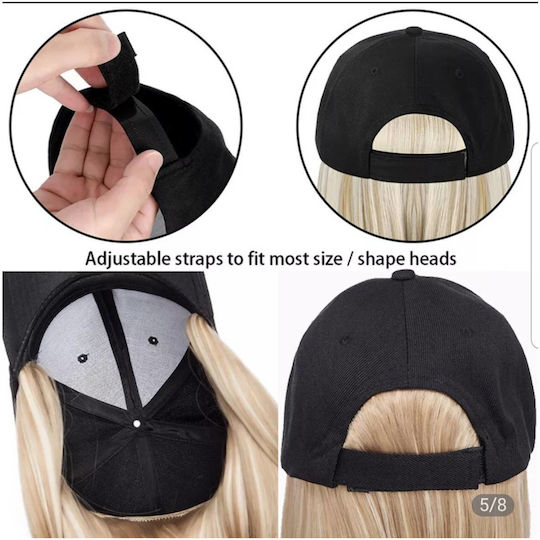 Women's Burgundy Hat with Integrated Black Hair Extensions