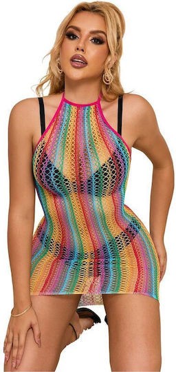 Subblime 952341 Rainbow Fishnet Bodystocking One Size