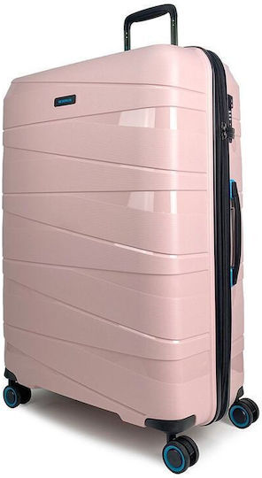 Bg Berlin Large Travel Suitcase Hard Pink with 4 Wheels Height 76.5cm BG003/13/28ROSEGO