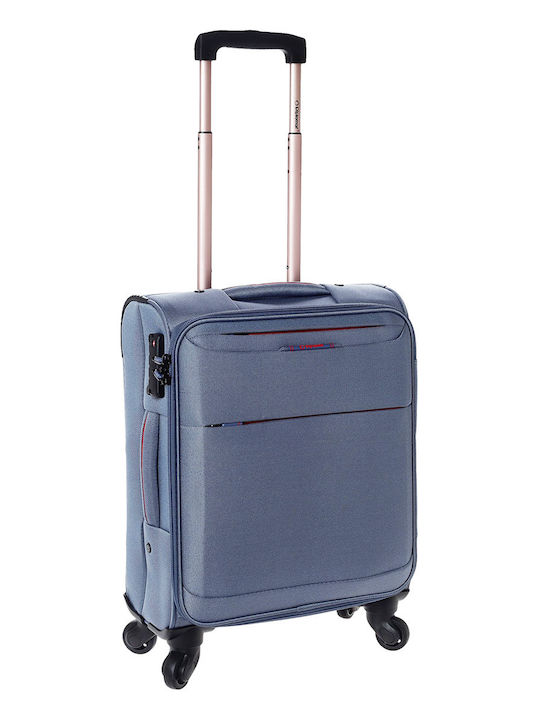 Diplomat Small The Athens Collection Cabin Fabric Blue Suitcase With 4 Wheels Height 53cm