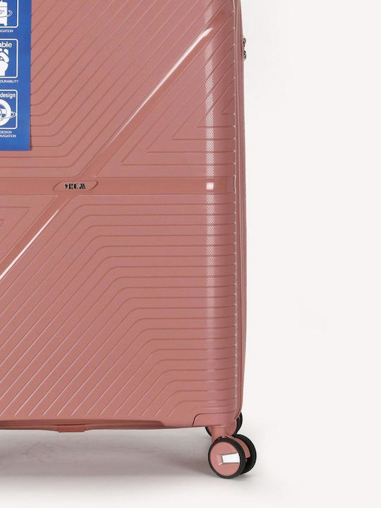 RCM Μεγάλη Βαλίτσα Ταξιδίου Σκληρή Rose Gold με 4 Ρόδες Ύψους 76εκ.