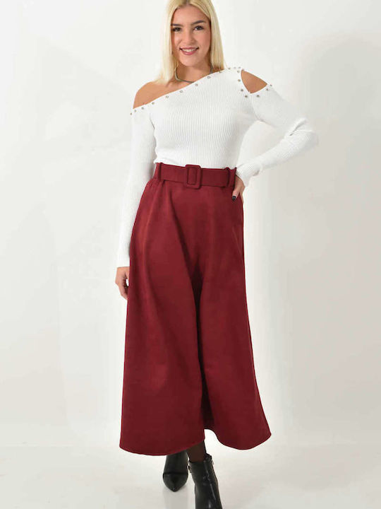 Potre Midi Skirt in Burgundy Color