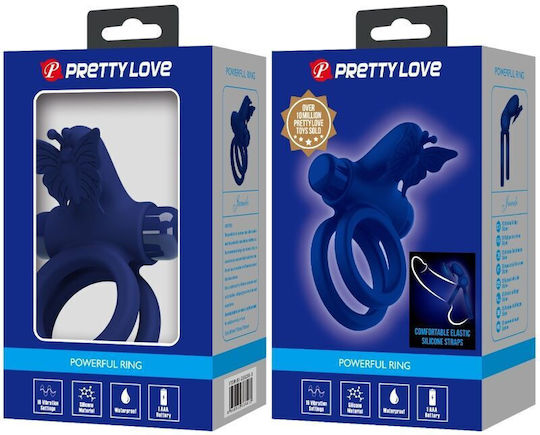 Pretty Love Double Δονούμενο Δαχτυλίδι Πέους Σιλικόνης Μπλε BI-239931