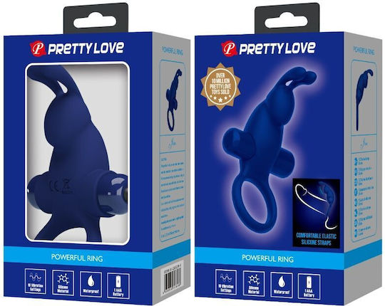 Pretty Love Rabbit Δονούμενο Δαχτυλίδι Πέους Σιλικόνης Μπλε BI-239929