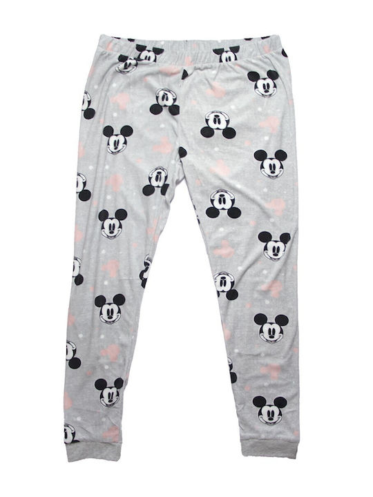 Disney Χειμερινό Γυναικείο Σετ Πιτζάμας Γκρι Minnie Mouse