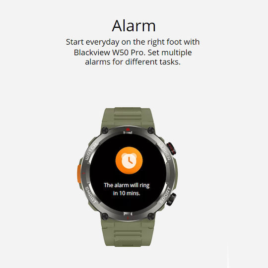 BlackView W50 Pro 56mm Waterproof Smartwatch with Heart Rate Monitor (Green)