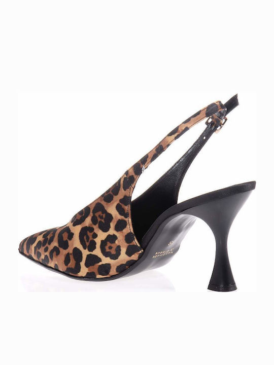 Beatris Μυτερές Γόβες με Λουράκι Animal Print Ταμπά Beatris Μυτερές Γόβες με Λουράκι Animal Print Ταμπά