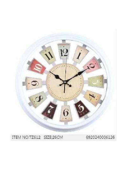 Wanduhr Kunststoff Weiß Ø26cm