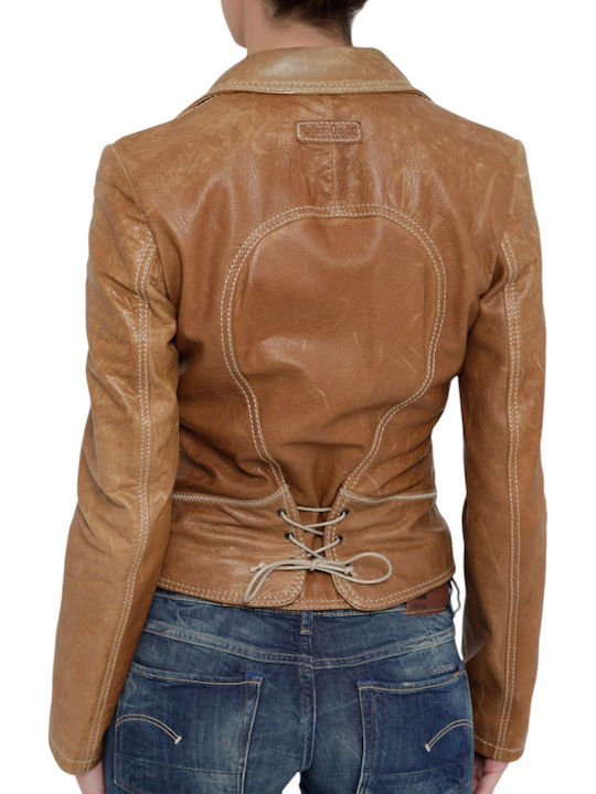 Malboro Classics Women's Leather Blazer Brown