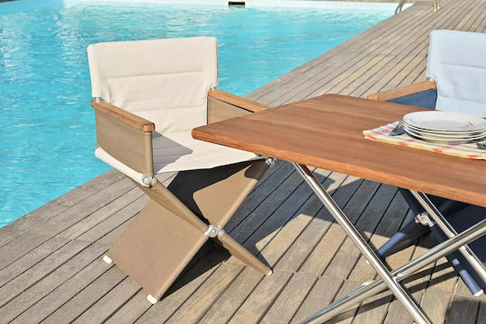 Masă pliabilă pentru barcă din aluminiu și tec Forma Marine, 2 înălțimi 125x75x53/72cm A8000tt
