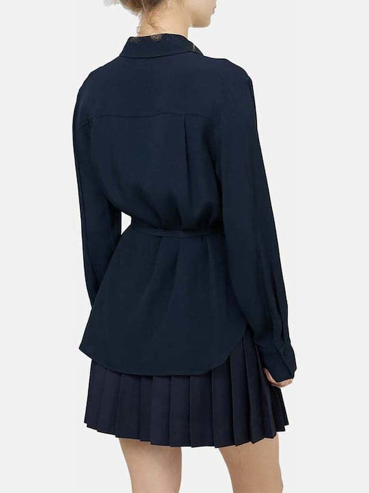 Langärmelig Damen Hemd Blau