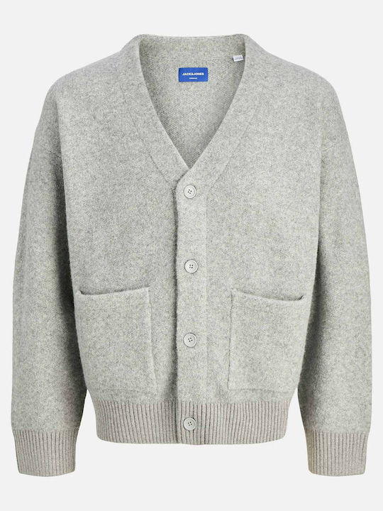Ανδρική Ζακέτα Πλεκτή με Κουμπιά Light Grey Melange