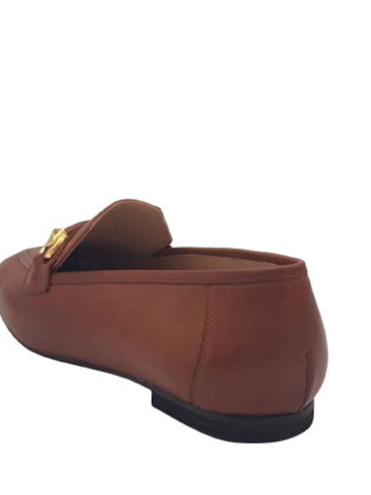 Δερμάτινα Γυναικεία Loafers σε Ταμπά Χρώμα