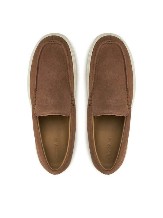 Suede Ανδρικά Μοκασίνια σε Καφέ Χρώμα