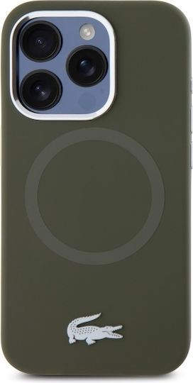 Lacoste Silicone Croco Logo Magsafe Umschlag Rückseite Kunststoff / Silikon Khaki (iPhone 15 Pro Max)