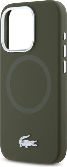 Lacoste Silicone Croco Logo Magsafe Umschlag Rückseite Kunststoff / Silikon Khaki (iPhone 15 Pro Max)