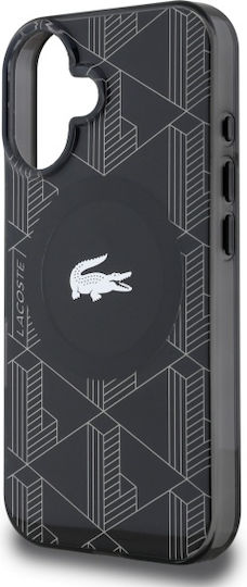 Lacoste Blend Monogram MagSafe Umschlag Rückseite Kunststoff Schwarz (iPhone 16 Plus)