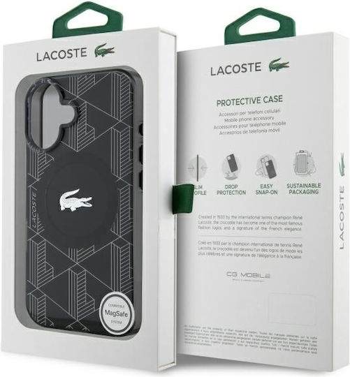 Lacoste Blend Monogram MagSafe Umschlag Rückseite Kunststoff Schwarz (iPhone 16 Plus)
