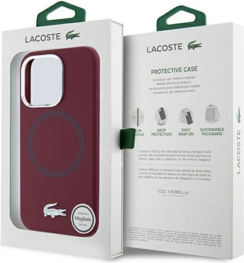 Lacoste Silicone Croco Logo Magsafe Back Cover Plastic / Silicone Burgundy (iPhone 15 Pro)