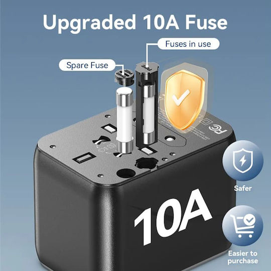 Vention Αντάπτορας Πρίζας σε Universal με 3 Θύρες USB