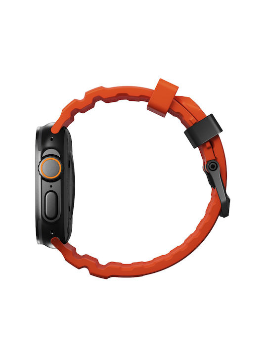 Curea Sport Nomad Rocky Point Fkm din Cauciuc Impermeabilă pentru Apple Watch Seria 4 5 6 Se 8 9 & Ultra 1/2 Apple Seria 10 46mm 42 44 45 46 49mm Magma Portocaliu Negru Nm014865858