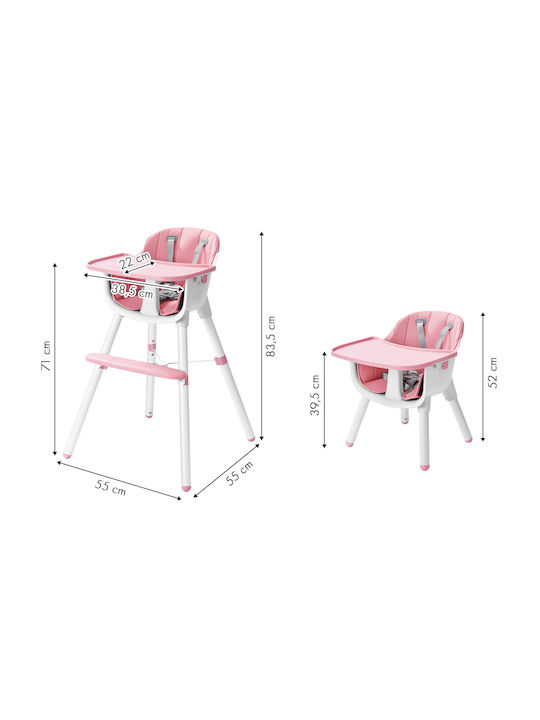 Baby Hochstuhl mit Höhenverstellbar Rosa