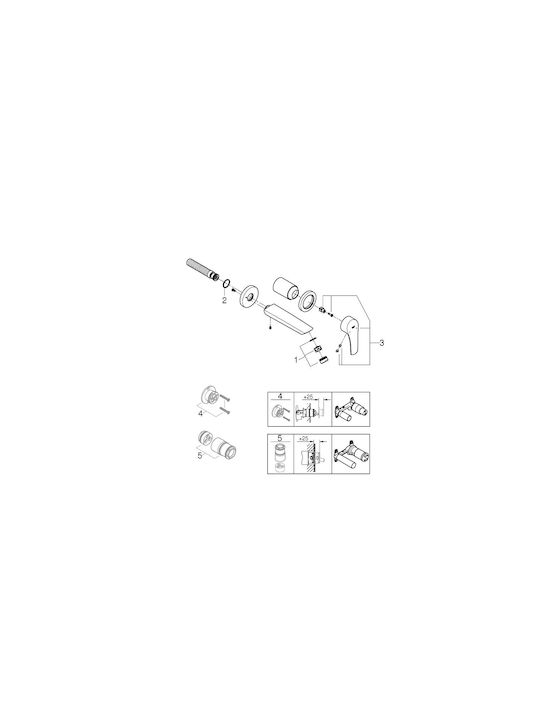 Grohe Eurosmart Set Mischer & Auslauf für Wandmontage für für Waschbecken 1 Ausfahrt Silber
