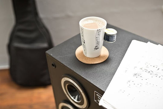 Gadget Master Musik Tasse mit Trommelgriff Becher Keramik Weiß 250ml
