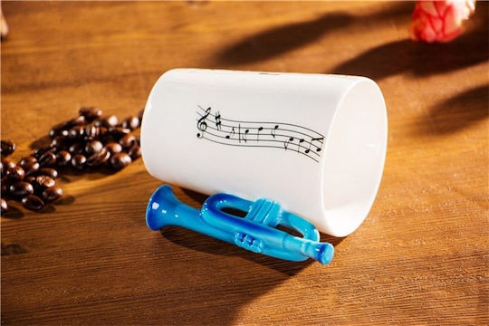 Gadget Master Musik mit Griff Trompete Becher Keramik Blau 250ml