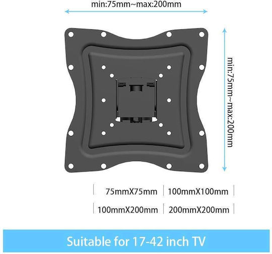 Opticum AX-200 Βάση Τηλεόρασης Τοίχου έως 42" και 25kg Μαύρο