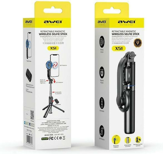 Awei X51 Selfie Stick Τρίποδο Κινητού Μαύρο