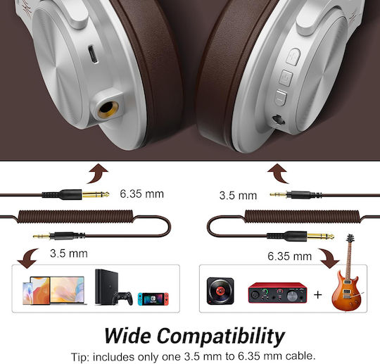 OneOdio Fusion A70 Ασύρματα / Ενσύρματα Over Ear Ακουστικά με 72 ώρες Λειτουργίας Καφέ