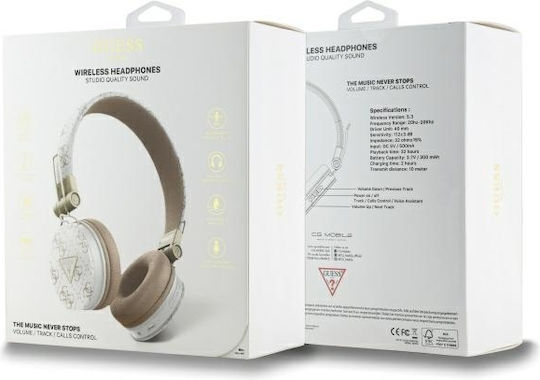 Guess Triangle Round Fără fir / Cu fir On Ear Căști cu 32 ore de Funcționare Bej