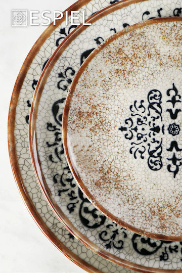 Espiel Mosaico Teller Suppe aus Porzellan Beige mit Durchmesser 23cm