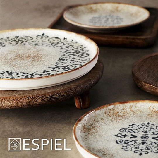Espiel Mosaico Teller Suppe aus Porzellan Beige mit Durchmesser 23cm