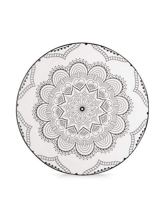 Nava Plate Desert made of Porcelain White-Black with Diameter 19cm