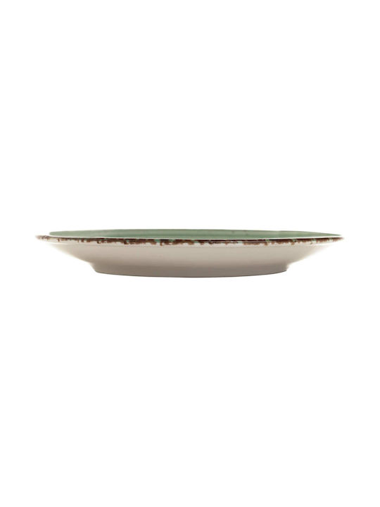 Güral Porselen Avanos Plate Shallow made of Porcelain Green with Diameter 30cm