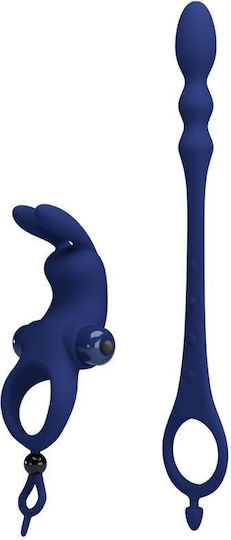 Pretty Love Rabbit Vibrator Δονούμενο Δαχτυλίδι Πέους Σιλικόνης Μπλε BI-239934