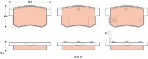 Set Plăcuțe De Frână Auto Partea Din Față Fiat Sedici Honda Civic Vii 1.6-2.0d 02.01 Înălțime 47.4mm Lățime 88.9mm Grosime 15.4mm