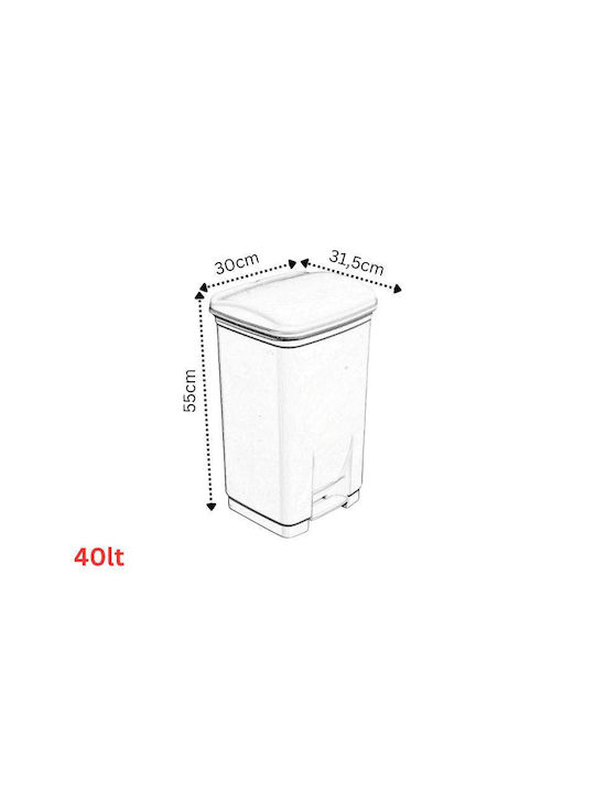 Viomes Waste Bin Waste Plastic with Pedal Blue 40lt 1pcs