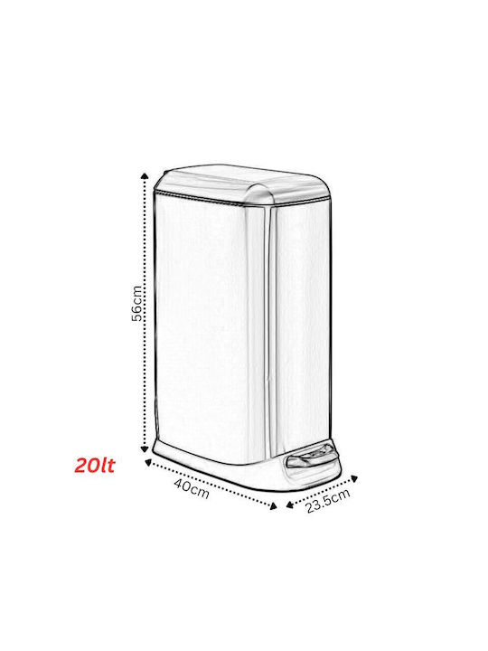 Vesta Waste Bin Waste Metallic with Pedal Ivory Coast 20lt 1pcs