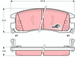 Trw Automotive Rear Brake Pads Set Height 41.0 Mm Width 107.8 Mm Thickness 14.6 Mm Buick Cadillac Chevrolet