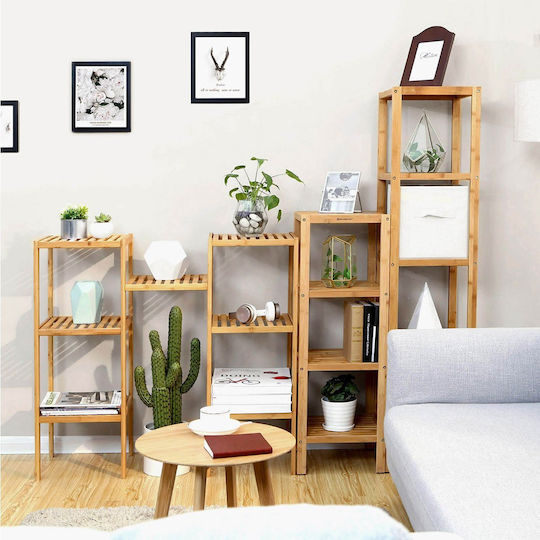 Songmics Στήλη Μπάνιου Δαπέδου Μ33xΒ33xΥ146cm Φυσικό Ξύλο
