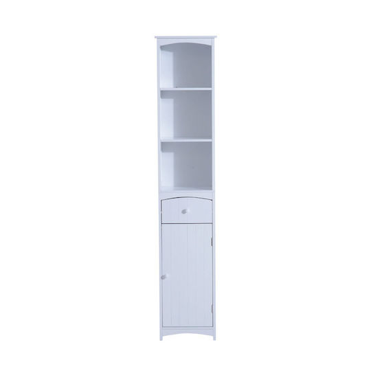 HomCom Dulap Coloană Pentru Baie Pardoseală M35xA24xÎ170cm Albă