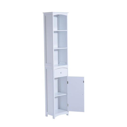 HomCom Dulap Coloană Pentru Baie Pardoseală M35xA24xÎ170cm Albă