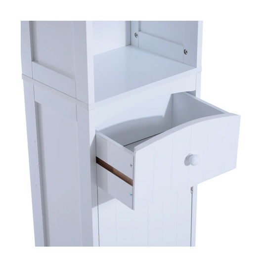 HomCom Dulap Coloană Pentru Baie Pardoseală M35xA24xÎ170cm Albă